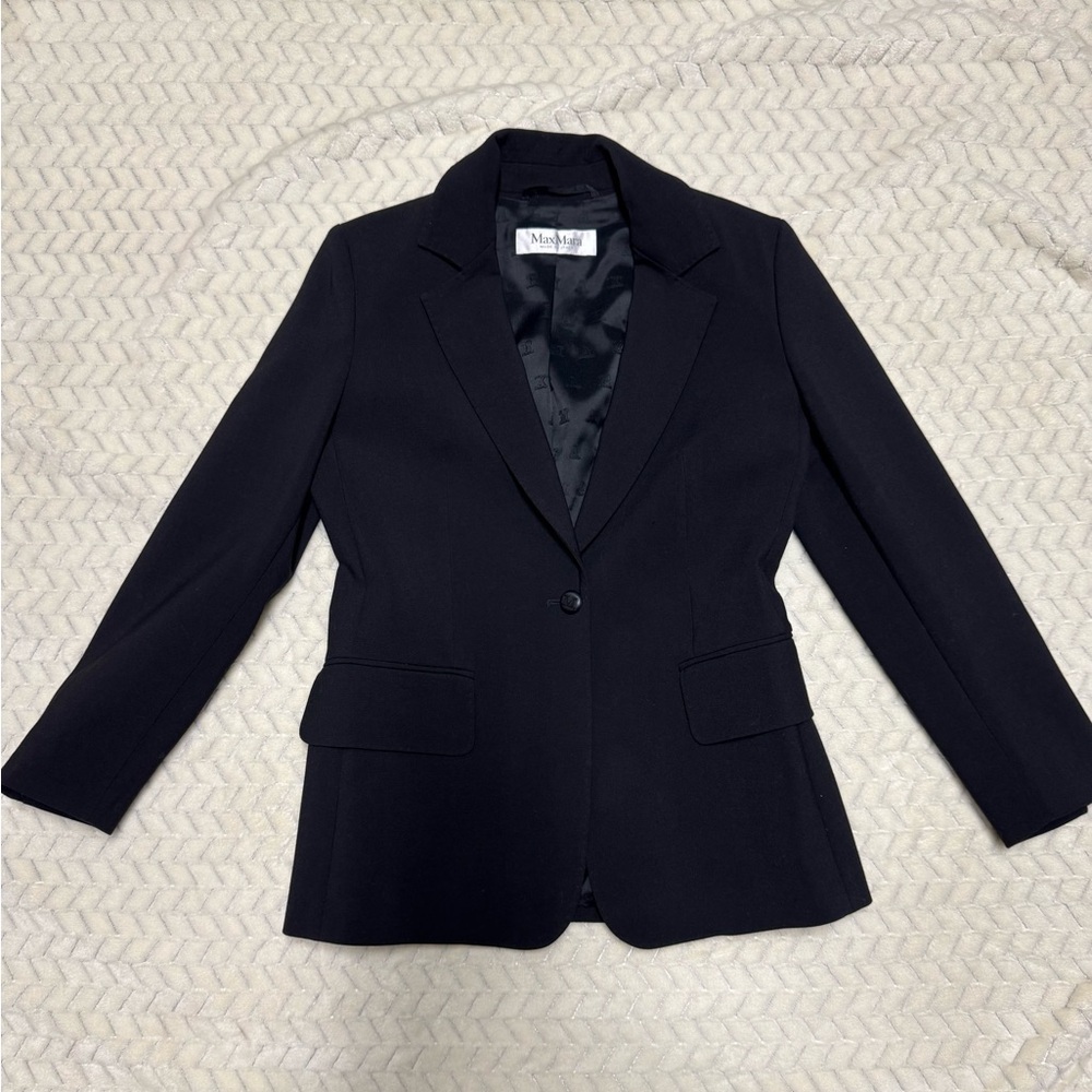 MaxMara Black Single-Button Wool Blazer